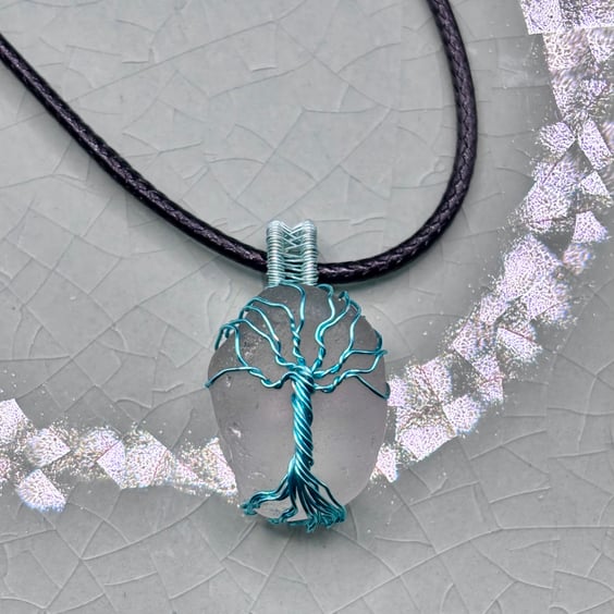 Scottish sea glass Tree of Life Pendant - Made in Scotland - unique handmade