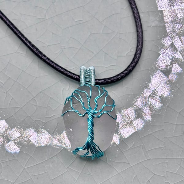 Scottish sea glass Tree of Life Pendant - Made in Scotland - unique handmade