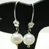 Freshwater Button Pearl and Sterling Silver Earrings.