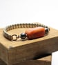 Red Banded Agate semi precious stone - up-cycled stretchable watch bracelet 