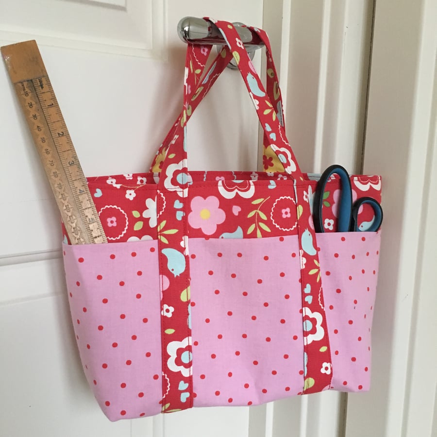 Bright Red and Pink Bag With Pockets