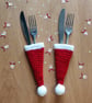 Mini Christmas Hat Cutlery Holder, Christmas Tableware, Christmas Cutlery Pouch, - Image 1
