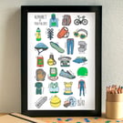 Triathlon Alphabet Art Print