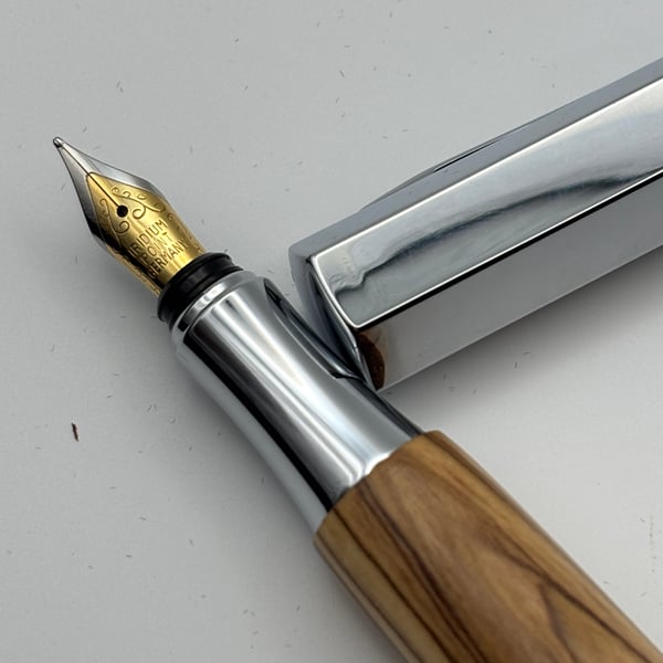 Holy Land Fountain Pen - Hand Turned From Bethlehem Olive Wood 