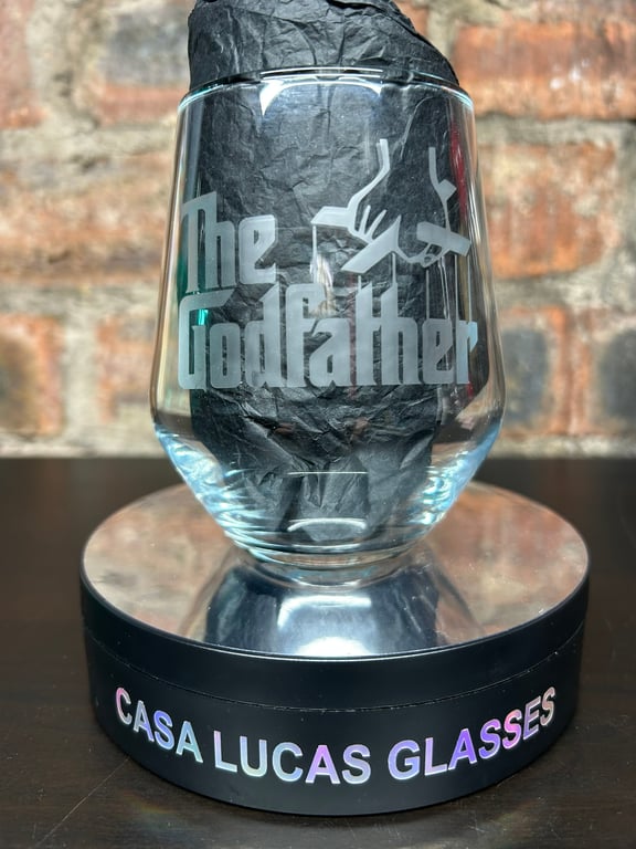 Hand Etched Glass, The God Father