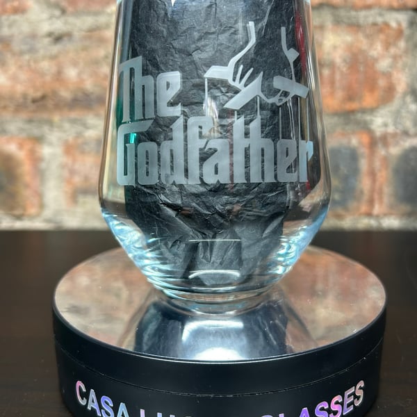 Hand Etched Glass, The God Father