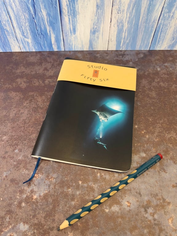 Notebook, Marine themed, A5 (ish), made from up-cycled and recycled materials.