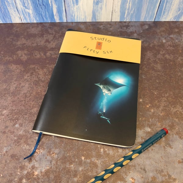 Notebook, Marine themed, A5 (ish), made from up-cycled and recycled materials.