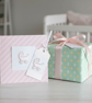 Handmade Pearl shimmer Pink baby card with matching gift tag - Image 2