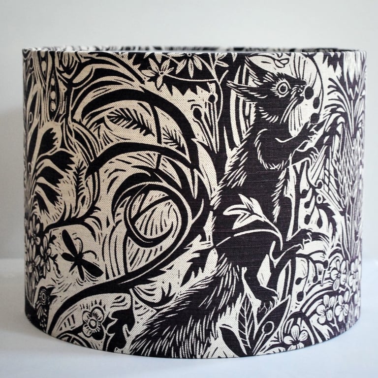Squirrel & Sunflower Drum Lampshade