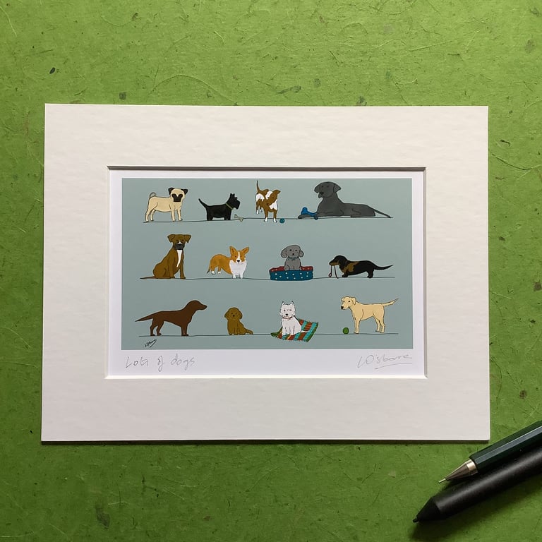 Lots of dogs - signed print
