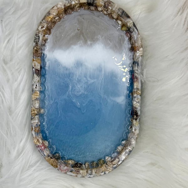 Seascape tray with real shell sides