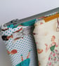 Soft zipped bag - vintage style icon themed pouch, green tweed backing - Image 5