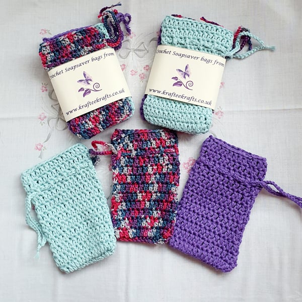 Crochet Soap bags, reusable 