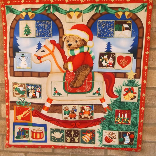 Teddy on Rocking Horse Fabric Advent Calendar