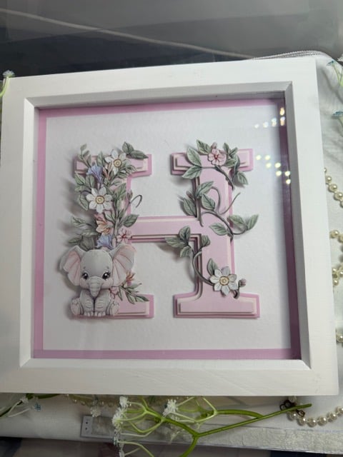 Handmade 3D Custom Letter "H" Wall Decor, Shadow Box Nursery Gift