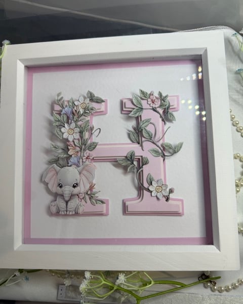 Handmade 3D Custom Letter "H" Wall Decor, Shadow Box Nursery Gift