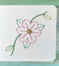 Hand Stitched Card. Flower Card. Clematis Card. Mothers Day Card. Blank Card.