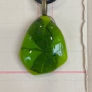 Dragonfly Fused Glass Pendant in Lime Green