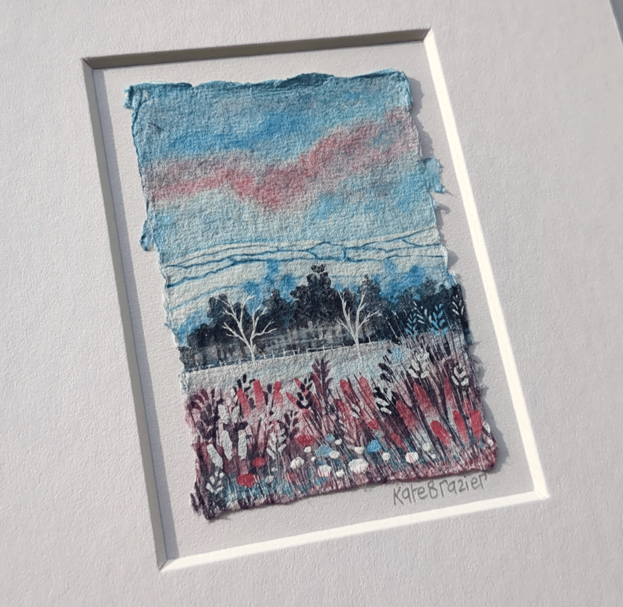 Winter Fields - Original miniature. A5 Mounted