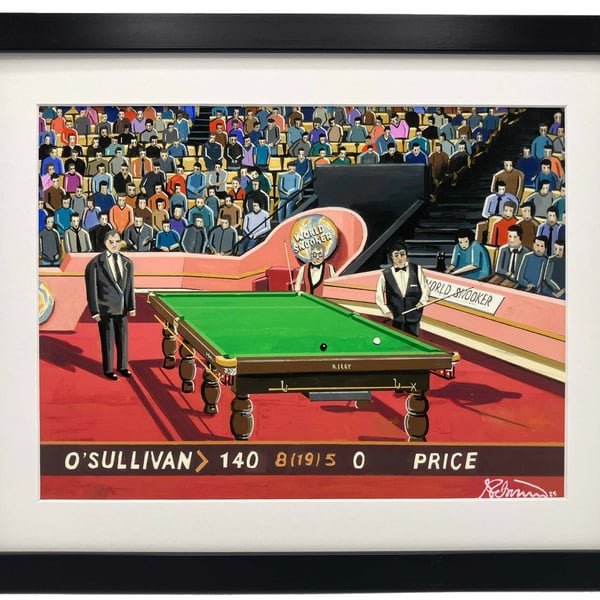 Snooker. Fastest 147 Ronnie O'Sullivan. Crucible. Art Print 14" x 11" Frame 