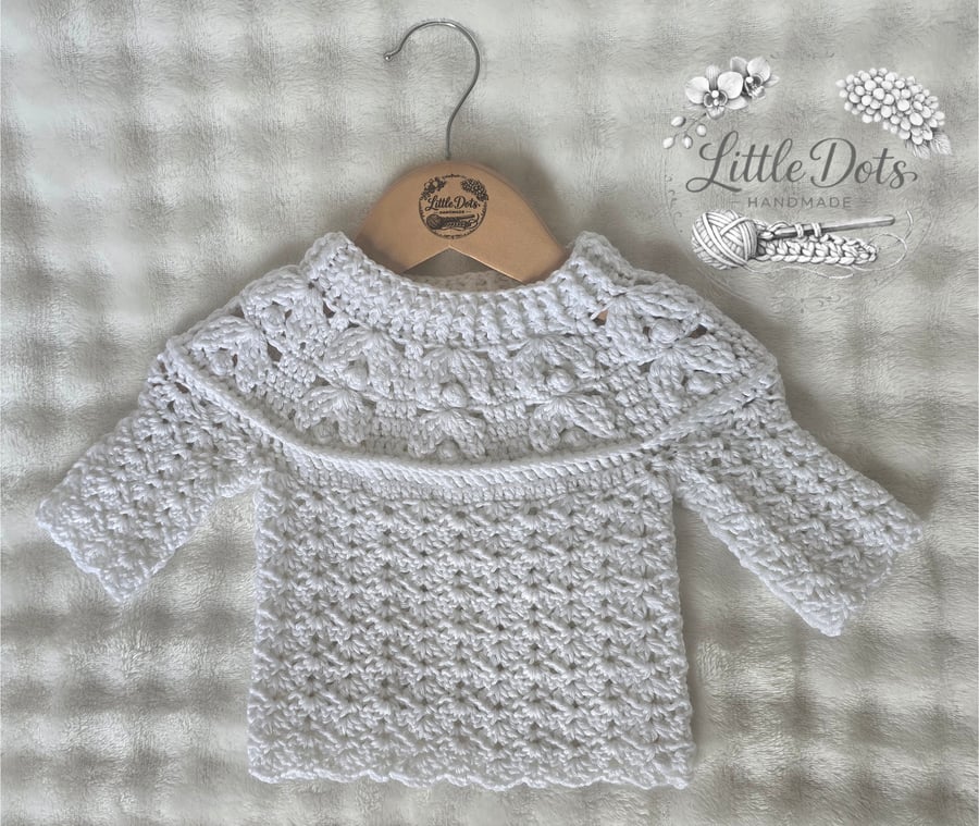 Handmade Crochet Baby Jumper – 0–6 Months