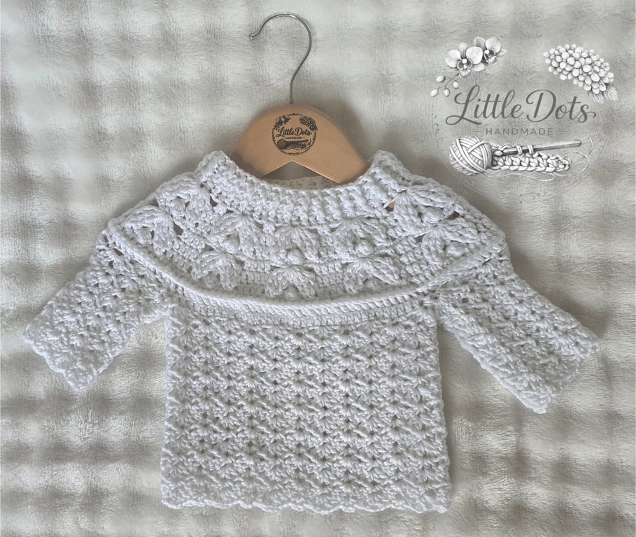 Handmade Crochet Baby Jumper – 0–6 Months