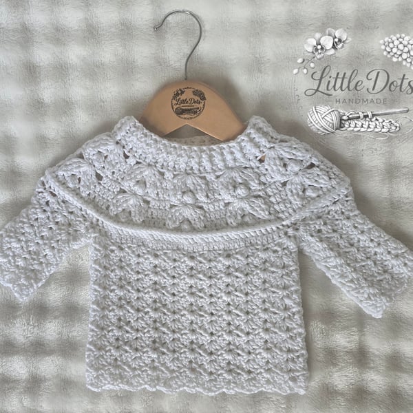 Handmade Crochet Baby Jumper – 0–6 Months