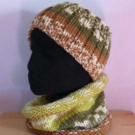 Knitted 'Nordic' Cowl & Headband