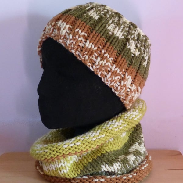 Knitted 'Nordic' Cowl & Headband