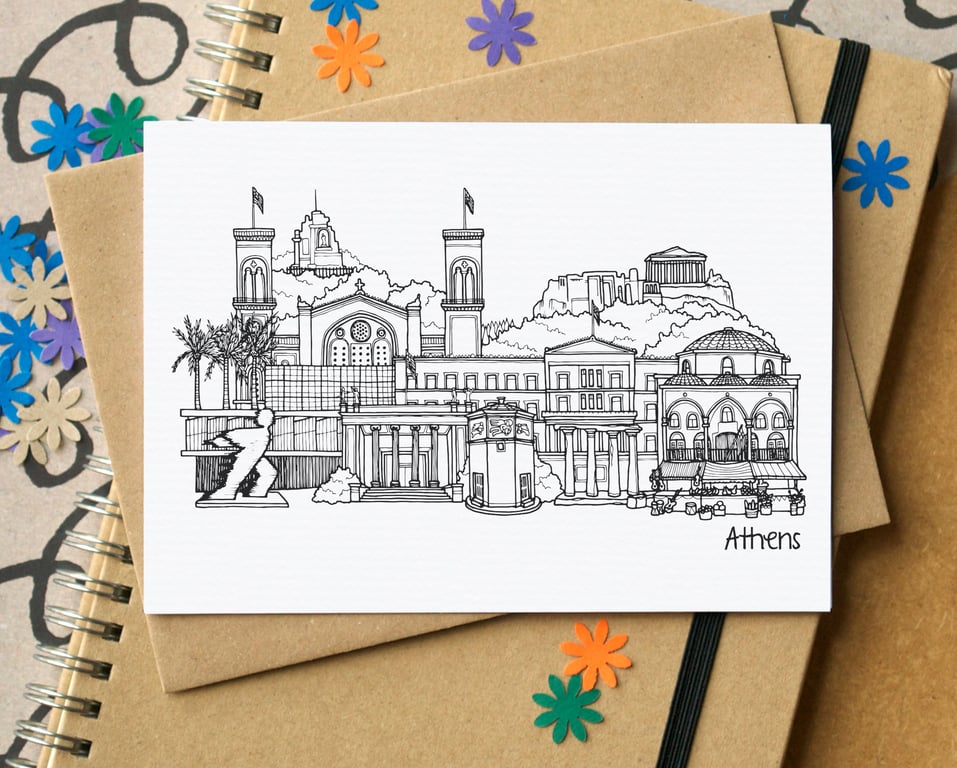 Athens Skyline Greetings Card