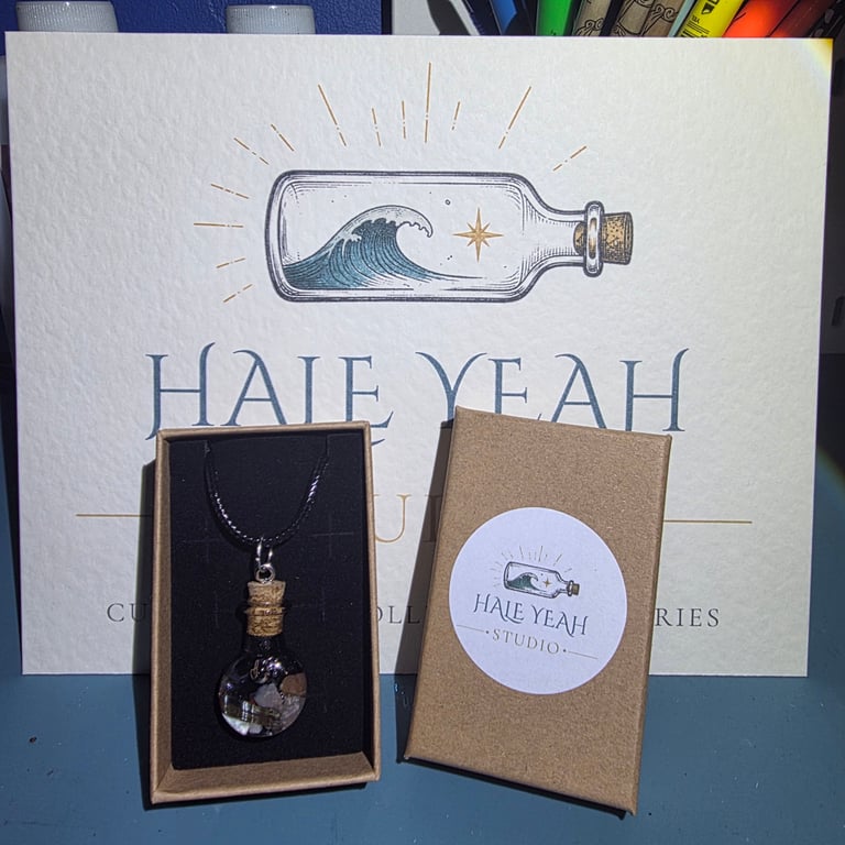 Coastal Keepsake Necklace - Crystal Chippings Miniature Bottle Pendant - CK-C01