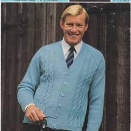 Vintage Knitting Pattern 2469: from Sirdar, Man’s Cabled Cardigan