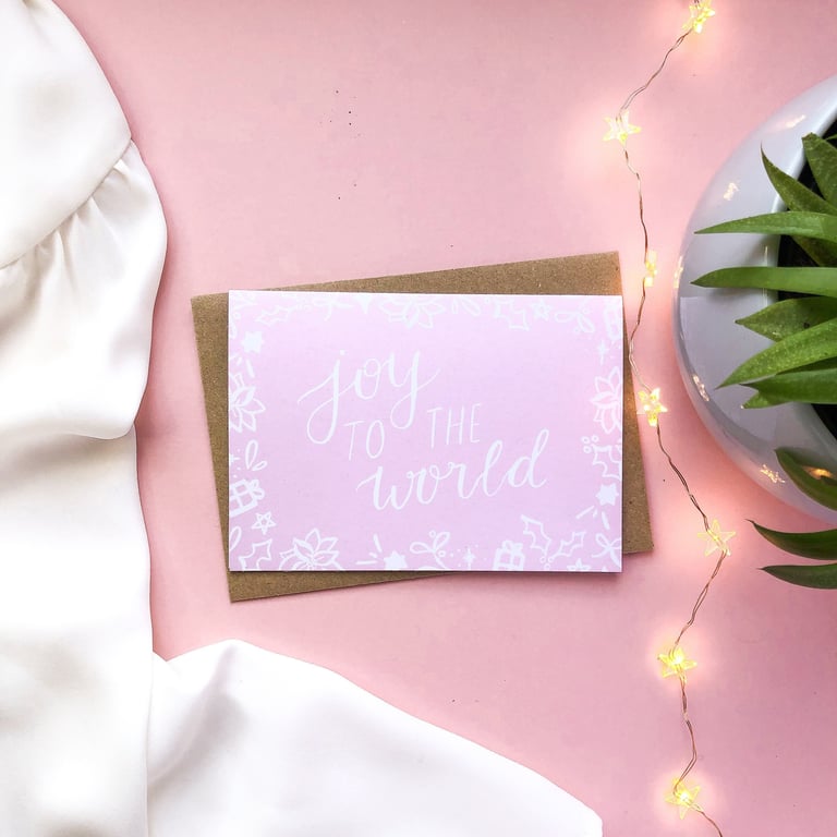 Joy To The World Calligraphy Christmas Card A6
