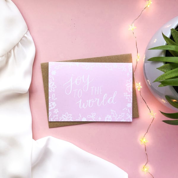 Joy To The World Calligraphy Christmas Card A6