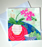 Orchids Collage Fine Art Square Handmade Greeting Card - Image 2
