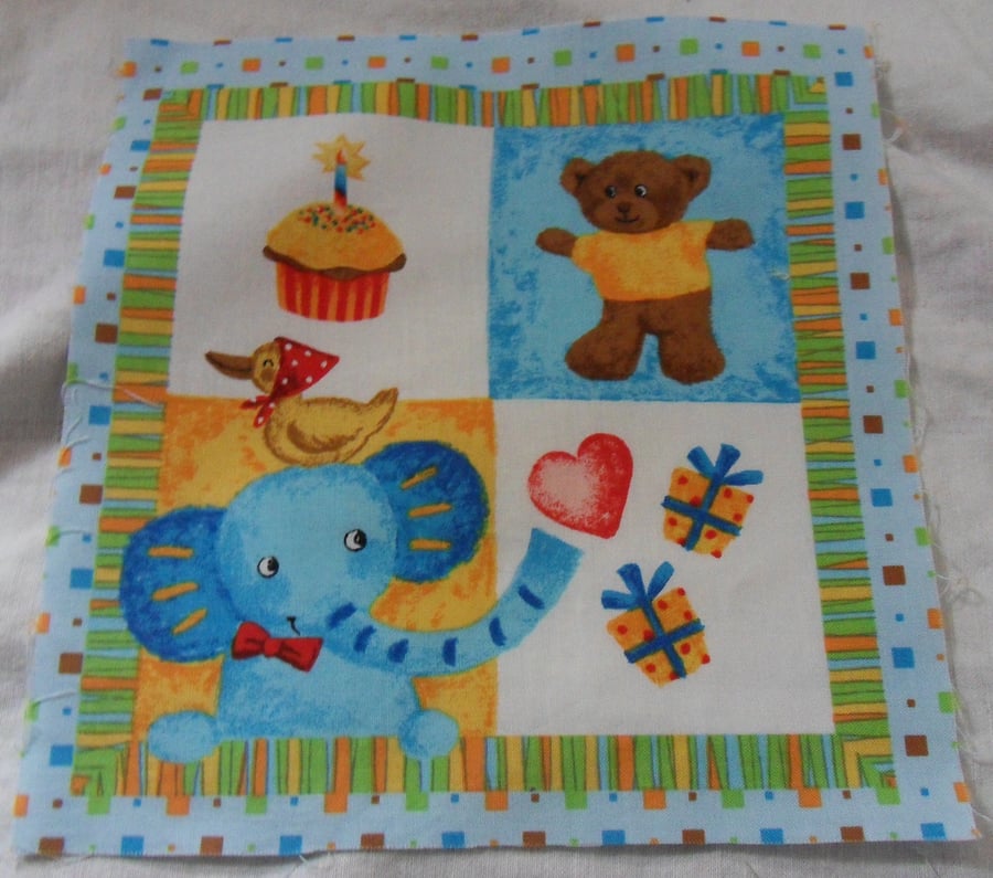 100% cotton fabric.  Elephant.  Sold separately, postage .62p for many (9)