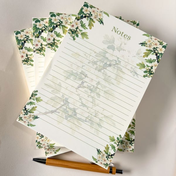 Hawthorn A5 Notepad - Botanical Hedgerow Writing Pad - Nature Gift
