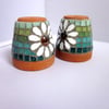 Pair of Mosaic Daisy Pot Cane Toppers