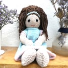 Doll.Hand Knitted Doll 12" handmade Doll, Light Brown Hair & Removable  Dress