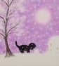 Cat Christmas Picture, Framed Snow Art Print, Kitten Daughter Gift, Black Cat - Image 2
