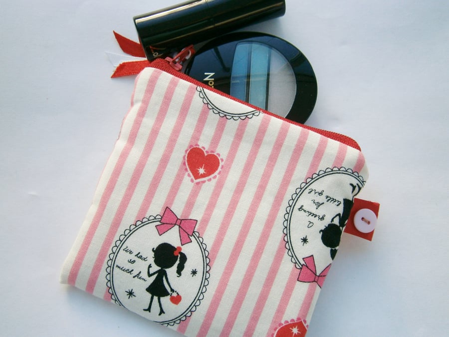 HALF PRICE SALE Striped Pink  Purse