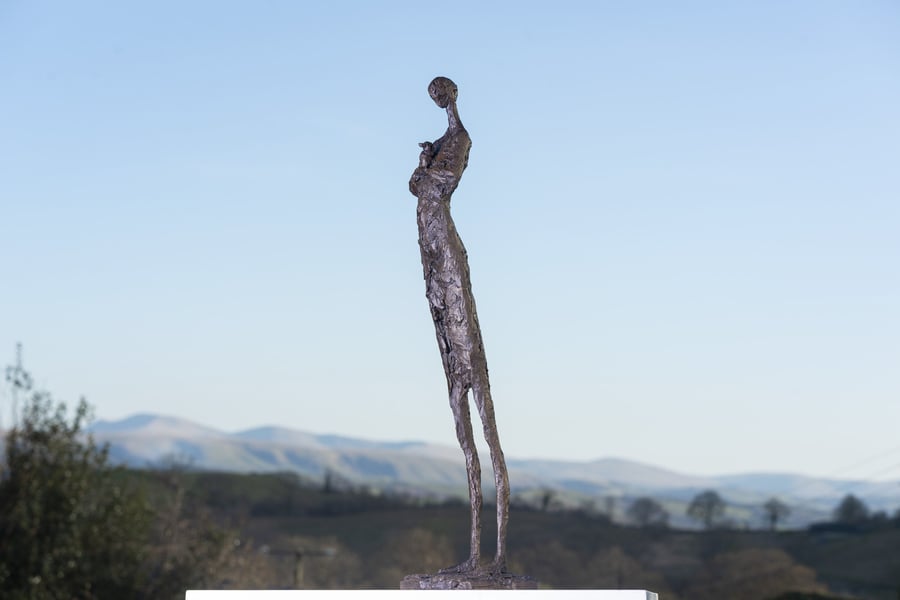 Tenderness, Girl Holding Rabbit Statue Bronze Resin Sculpture