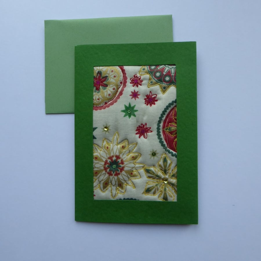 Individually Hand Crafted Textile Christmas Blank Card