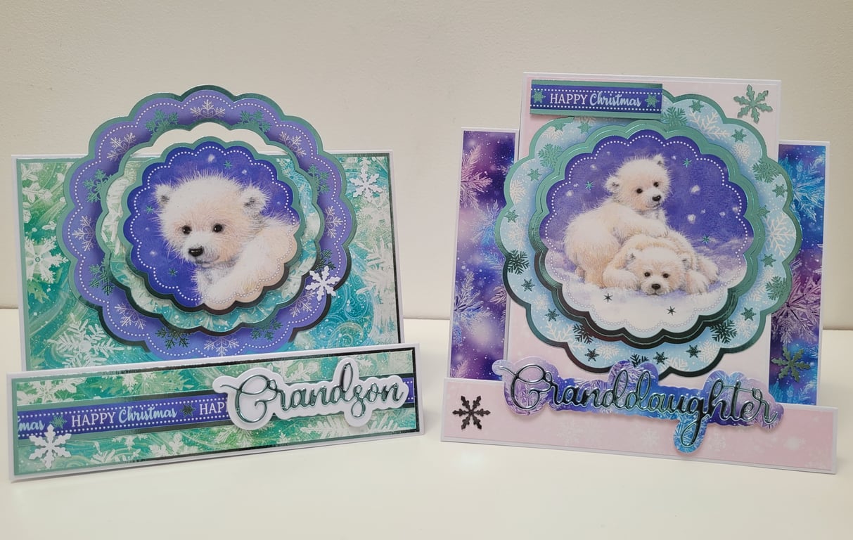 Granddaughter and Grandson Christmas Card Set - Cute Polar Bears