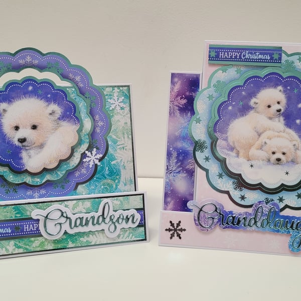 Granddaughter and Grandson Christmas Card Set - Cute Polar Bears