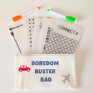Kids Boredom Buster Bag - Reusable Dry Erase Travel Games Pack