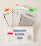 Kids Boredom Buster Bag - Reusable Dry Erase Travel Games Pack