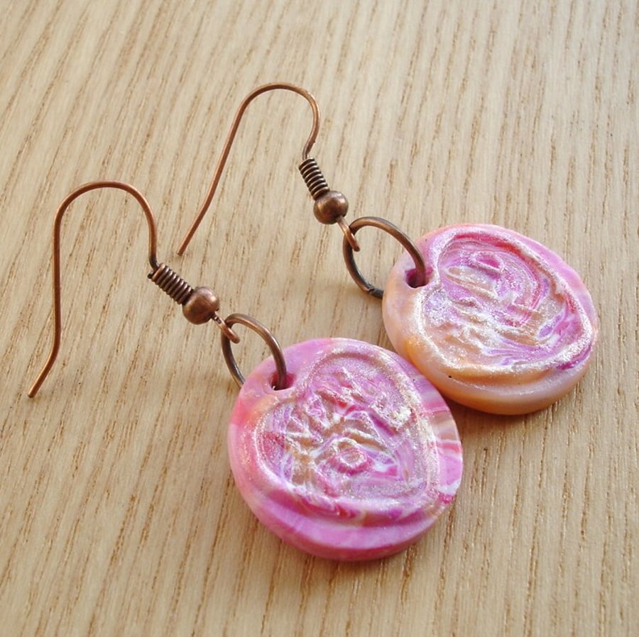 Marbled Candy Coloured Love Heart Earrings