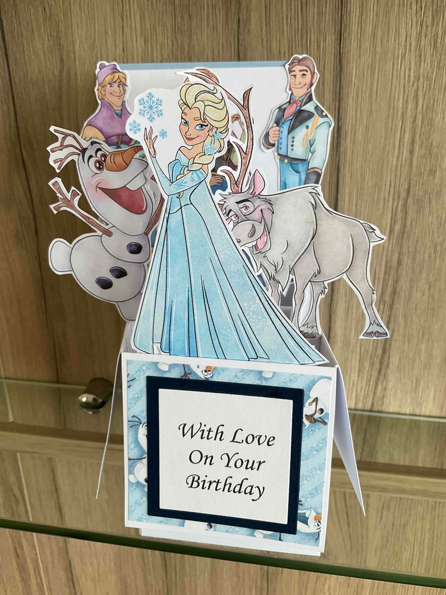 Personalised 3d Pop Up Box Card Frozen  Birthday Card 